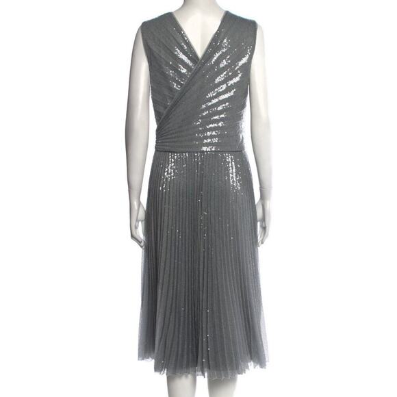 Ralph Lauren Collection Embellished Fit Flare Pleated Sequin Midi Dress 10 $6K - Picture 7 of 9